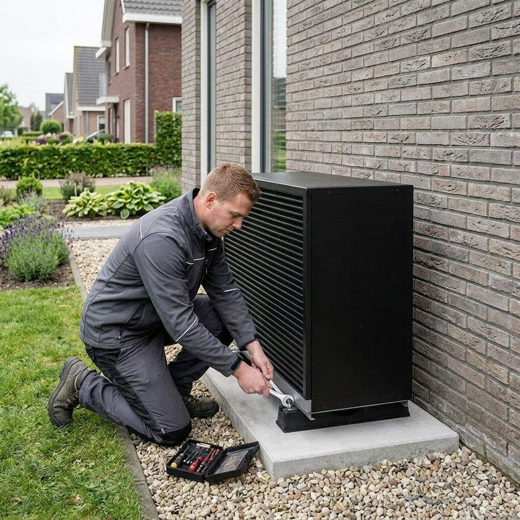ENAEXA installatiepartner monteert een warmtepomp bij een woning